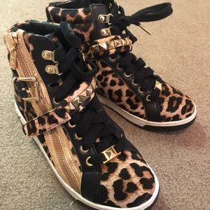 Michael Kors leather studded high top sneakers